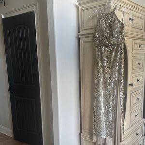 Sherri Hill Gold Sequin Prom Dress
